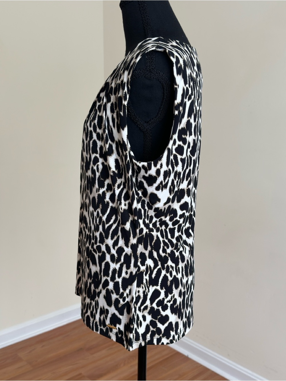 Calvin Klein Leopard Print Sleeveless Blouse Top Large Career Chic Animal - Picture 4 of 10